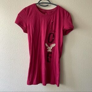 American Eagle Y2K LOVE Applique Fitted Tee
